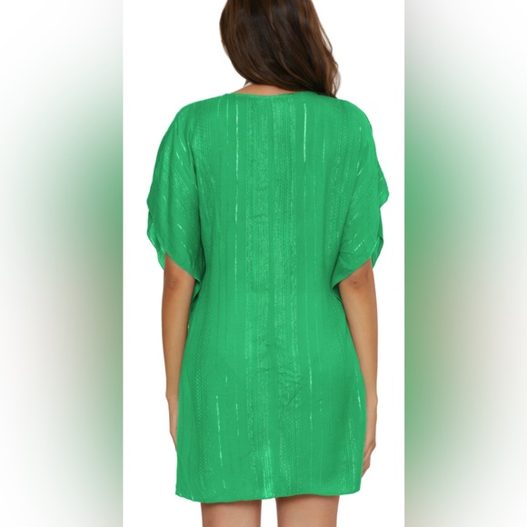 Becca Women's Radiance Striped Woven Tunic, Sz XS-S verde (green) - Picture 2 of 2